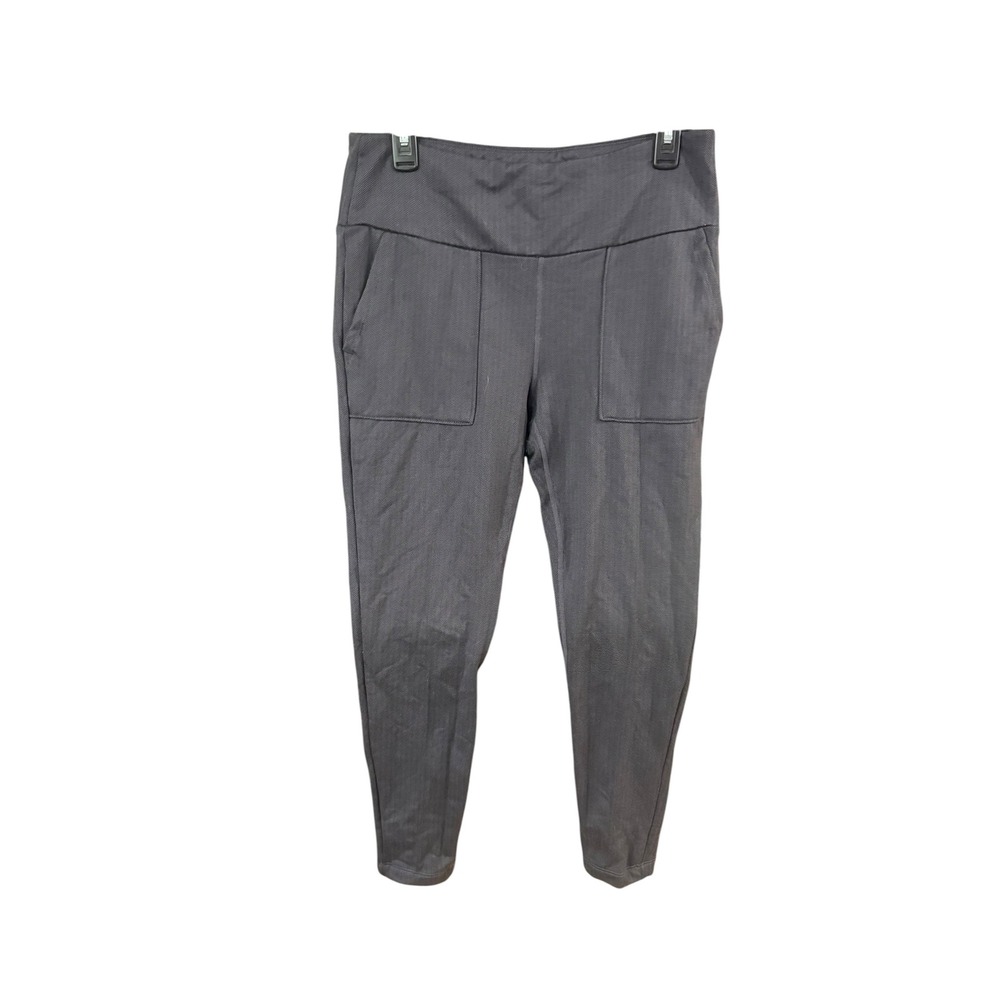 Mondetta Womens Grey Herringbone High Rise Leggings Front Pocket Tapered Pants L